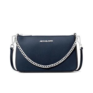 Michael Kors Dark Navy Crossbody with Silver Chain